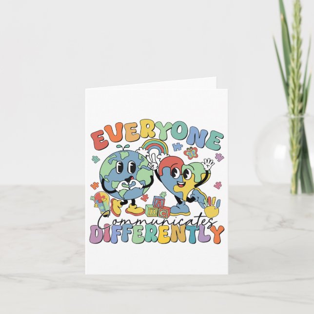 Everyone Communicates Differently Speech Autism  Card (Front)