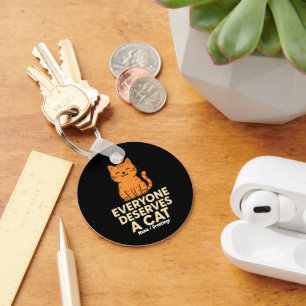 Everyone Deserves a Cat Cute Orange Tabby Cat Love Keychain