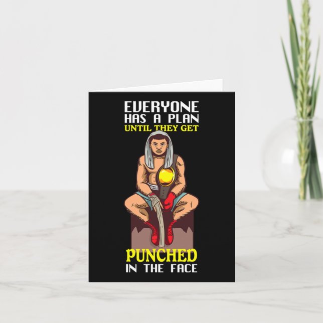 Everyone Has Plan Until Get Punched Boxing Fight T Card (Front)