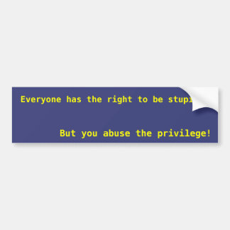 Everyone has the right to be stupid bumper sticker