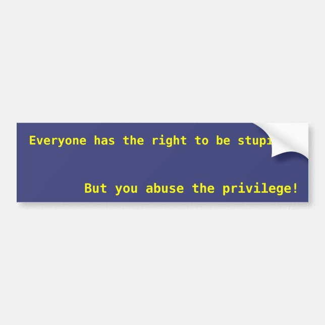 Everyone has the right to be stupid bumper sticker (Front)