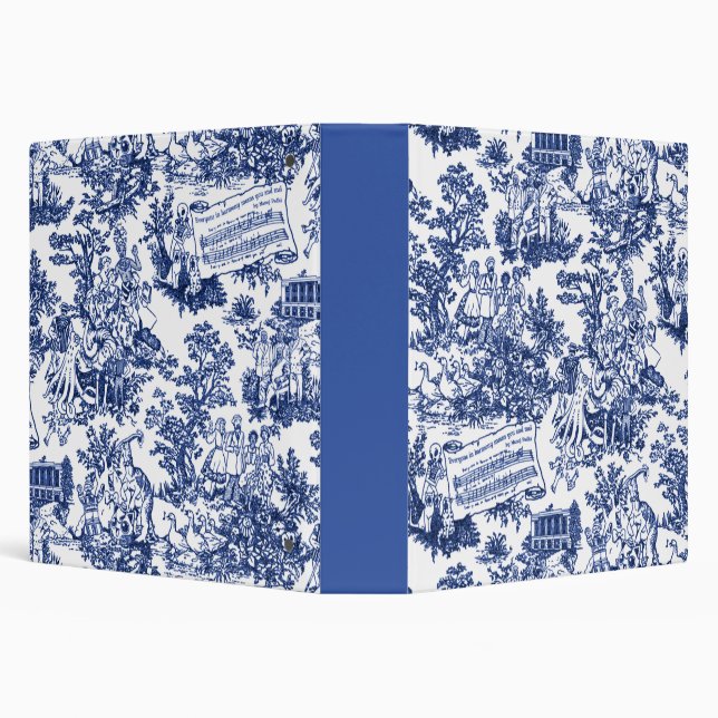 Everyone In Harmony Toile de Jouy (indigo ink) 3 Ring Binder (Background)