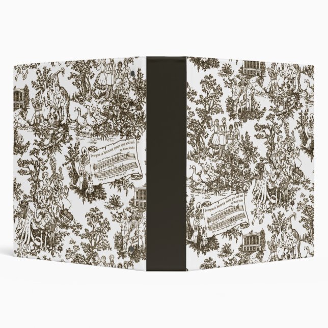 Everyone In Harmony Toile de Jouy (natural ink) 3 Ring Binder (Background)
