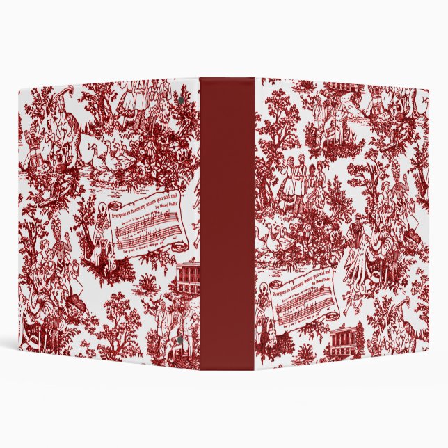 Everyone In Harmony Toile de Jouy (ox blood ink) 3 Ring Binder (Background)