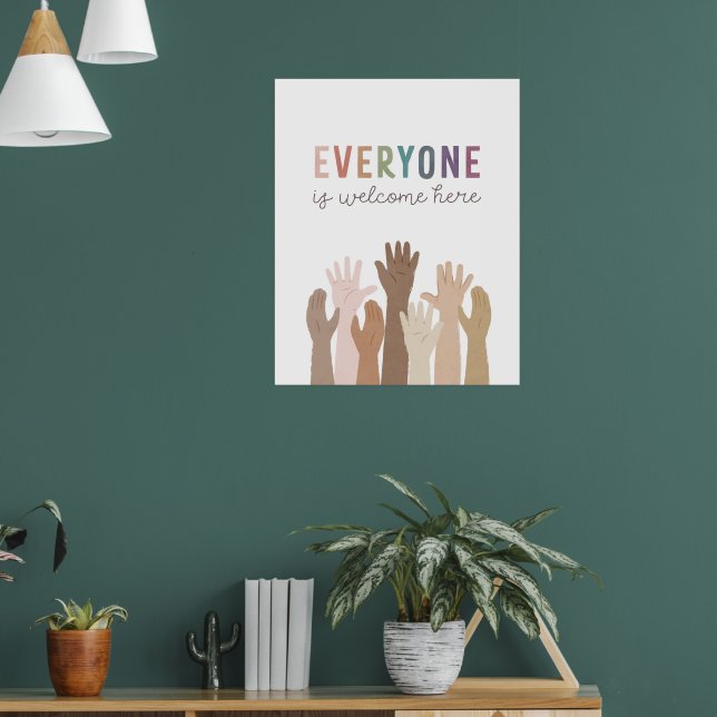 Cartello In Legno Benvenuto Per Classe 'Everyone Is Welcome Here' - Decorazione Murale Bohémien, Scritta In Inglese, Regalo Insegnante