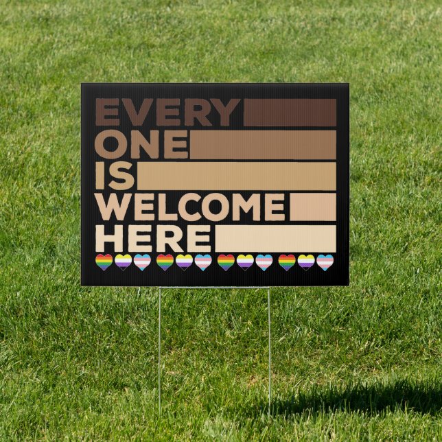 Everyone is welcome here Color Skin Gay Pride Sign (Insitu)