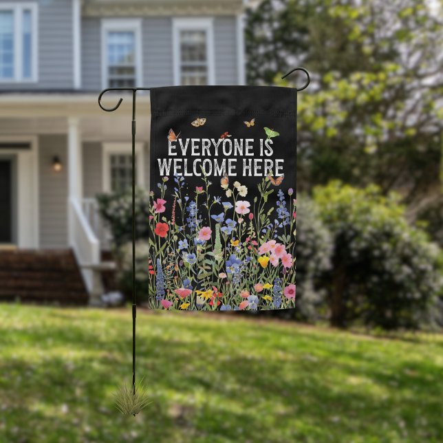 Everyone Is Welcome Here Floral Anti Hate Outdoor Garden Flag (Creator Uploaded)