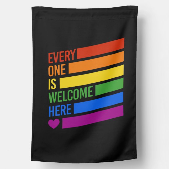 Everyone is Welcome Here House Flag (Back)