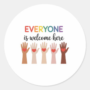 Everyone Is Welcome Here Idaho Teacher 4 Classic Round Sticker