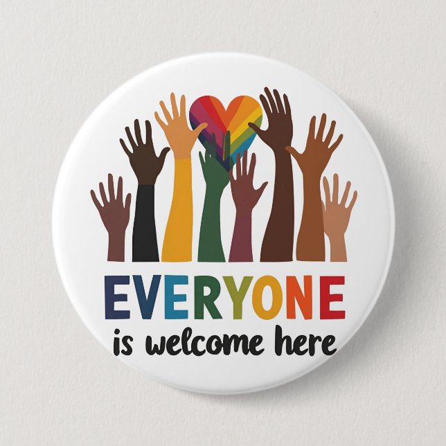 Everyone Is Welcome Here Idaho Teacher Button (Front)