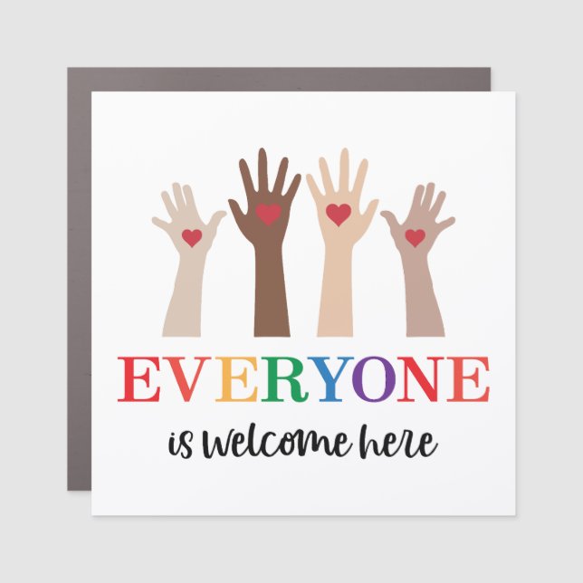 Everyone Is Welcome Here Idaho Teacher Car Magnet (Front)