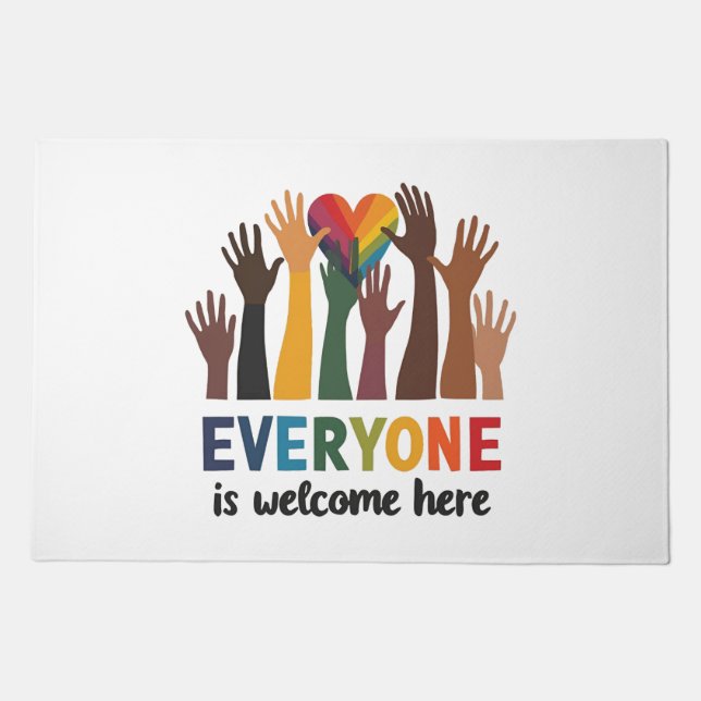 Everyone Is Welcome Here Idaho Teacher Doormat (Front)