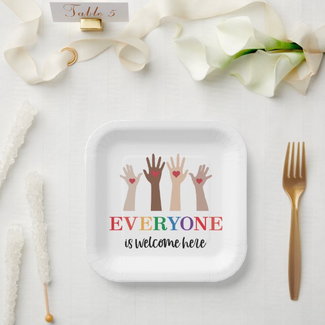Everyone Is Welcome Here Idaho Teacher Paper Plates (Wedding)
