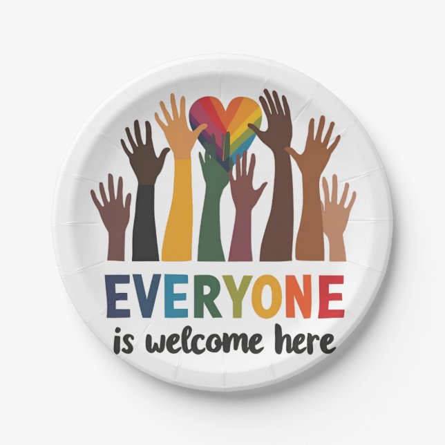 Everyone Is Welcome Here Idaho Teacher Paper Plates (Front)