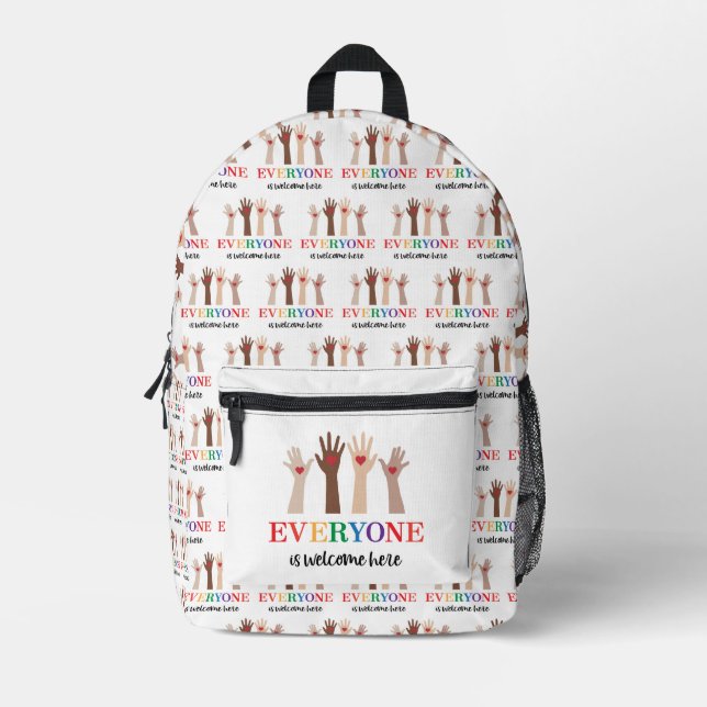 Everyone Is Welcome Here Idaho Teacher Printed Backpack (Front)