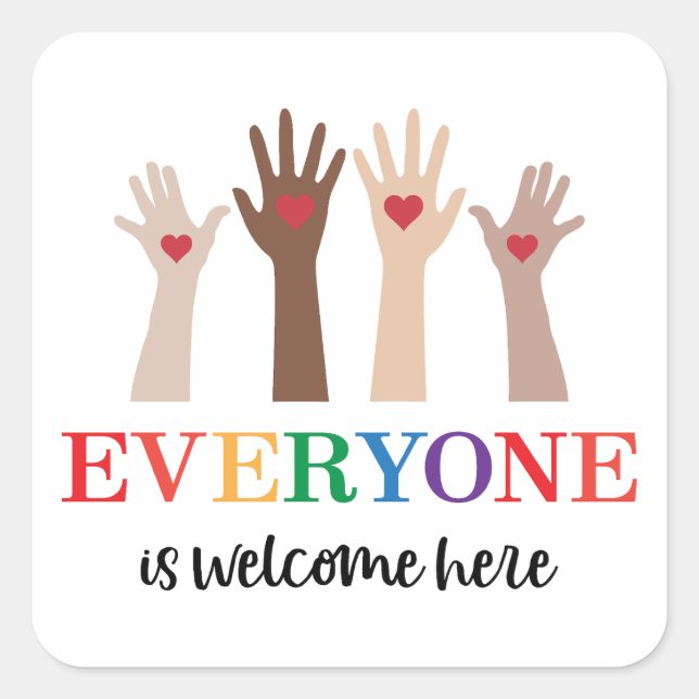 Everyone Is Welcome Here Idaho Teacher Square Sticker (Front)