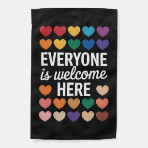 Everyone Is Welcome Here LGBTQ Garden Flag