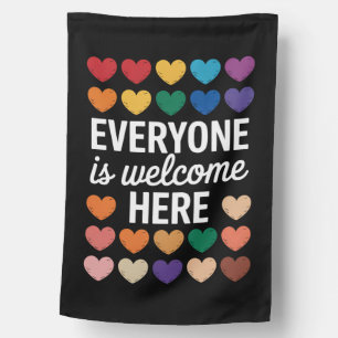 Everyone Is Welcome Here LGBTQ House Flag