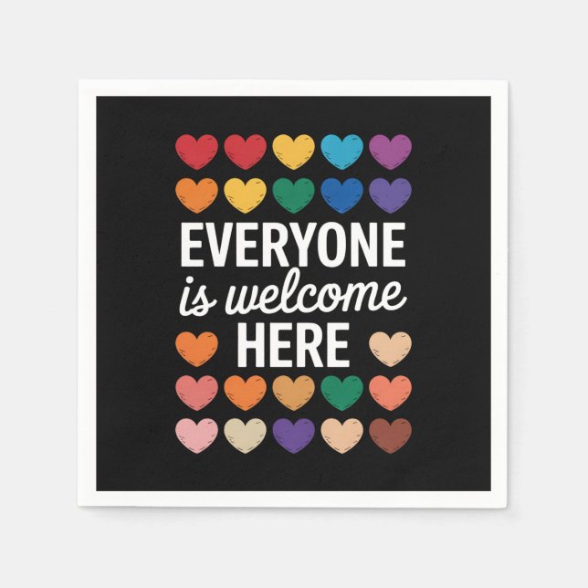 Everyone Is Welcome Here LGBTQ Napkins (Front)