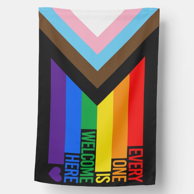 Everyone is Welcome Here (Progress Pride) Flag (Front)