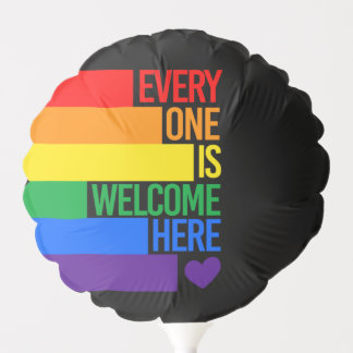 Everyone is Welcome Here (Progress Pride) Flag Balloon