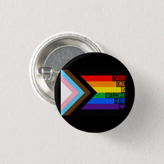 Everyone is Welcome Here (Progress Pride) Flag Button