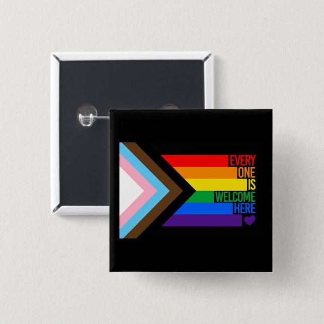 Everyone is Welcome Here (Progress Pride) Flag Button (Front & Back)