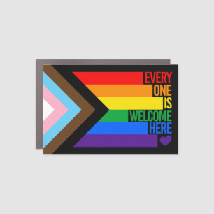 Everyone is Welcome Here (Progress Pride) Flag Car Magnet
