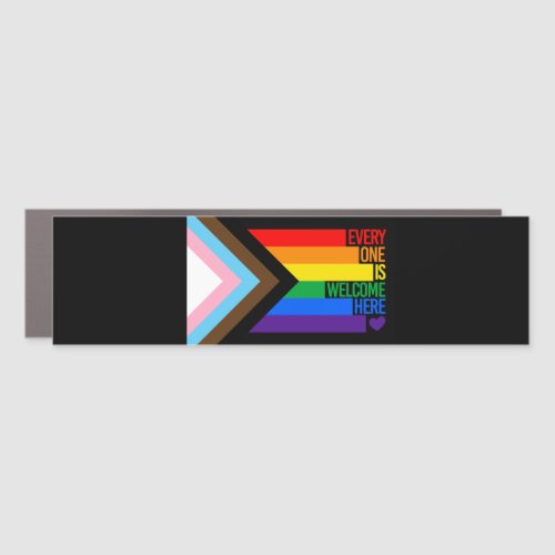 Everyone is Welcome Here Progress Pride Flag Car Magnet