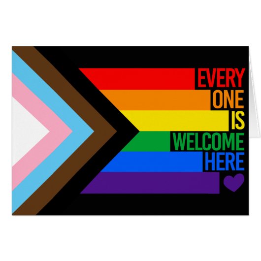 Everyone is Welcome Here (Progress Pride) Flag Cards (Front Horizontal)
