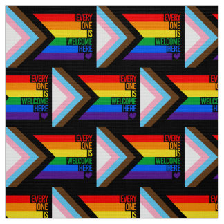 Everyone is Welcome Here (Progress Pride) Flag Fabric