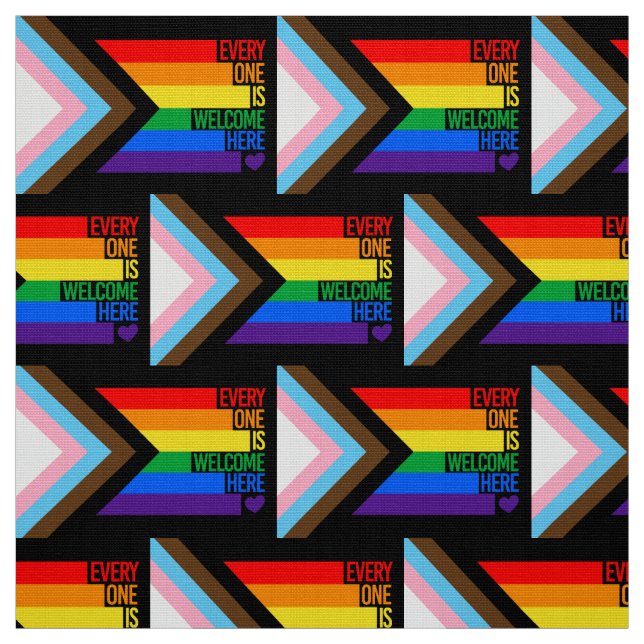 Everyone is Welcome Here (Progress Pride) Flag Fabric (Swatch)