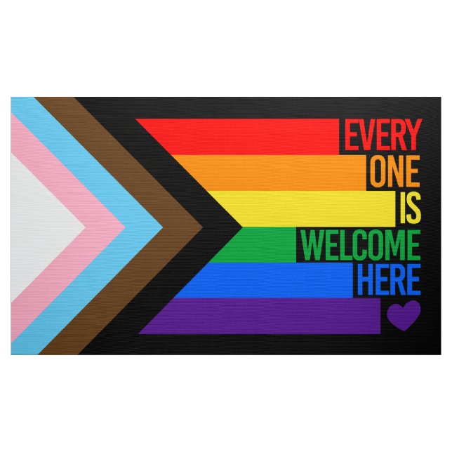 Everyone is Welcome Here (Progress Pride) Flag Fabric (Yard)