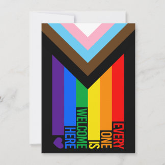 Everyone is Welcome Here (Progress Pride) Flag Holiday Card