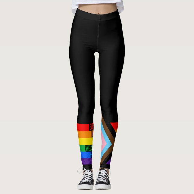 Everyone is Welcome Here (Progress Pride) Flag Leggings (Front)