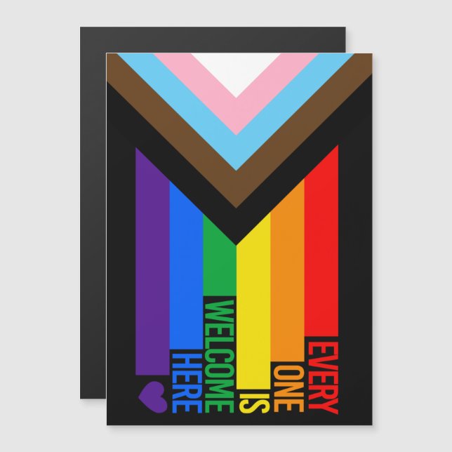 Everyone is Welcome Here (Progress Pride) Flag Magnetic Invitation (Front/Back)