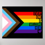 Everyone is Welcome Here (Progress Pride) Flag Poster
