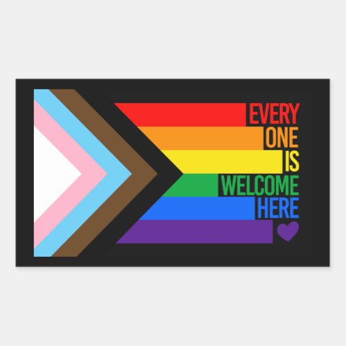 Everyone is Welcome Here Progress Pride Flag Rectangular Sticker
