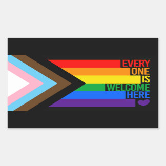 Everyone is Welcome Here (Progress Pride) Flag Rectangular Sticker