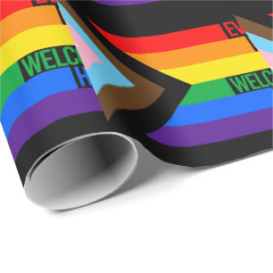 Everyone is Welcome Here (Progress Pride) Flag Wrapping Paper