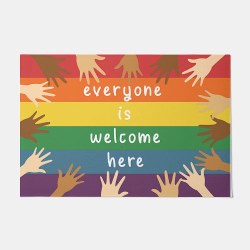 Everyone Is Welcome Here Rug Hand  Doormat