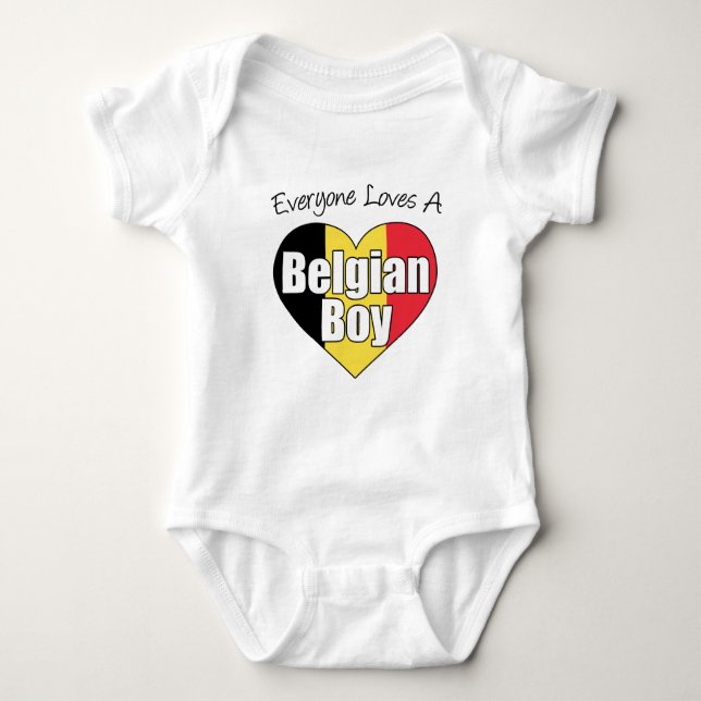 Everyone Loves A Belgian Boy Baby Bodysuit (Front)