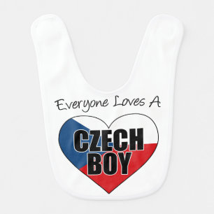 Everyone Loves A Czech Boy with Czech Flag Bib