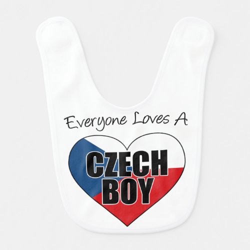 Everyone Loves A Czech Boy with Czech Flag Bib