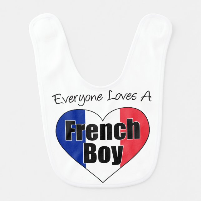 Everyone Loves A French Boy baby bib (Front)