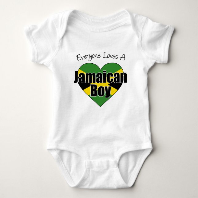 Everyone Loves A Jamaican Boy Baby Bodysuit (Front)