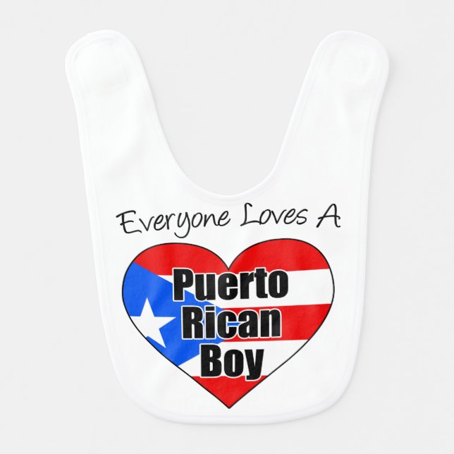 Everyone Loves A Puerto Rican Boy baby bib (Front)