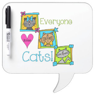 Everyone Loves Cats Dry Erase Board