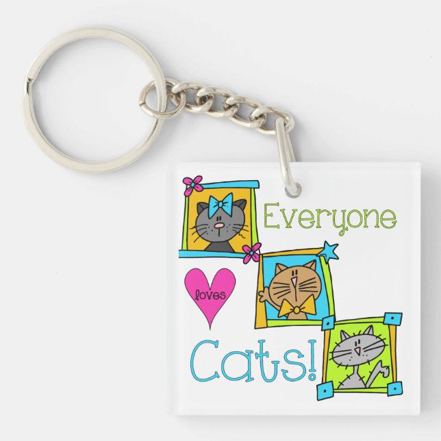 Everyone Loves Cats Keychain (Front)