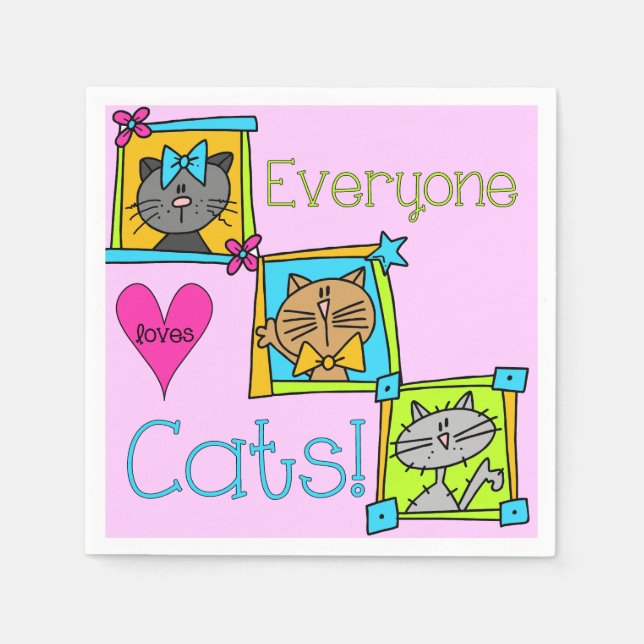 Everyone Loves Cats Napkins (Front)